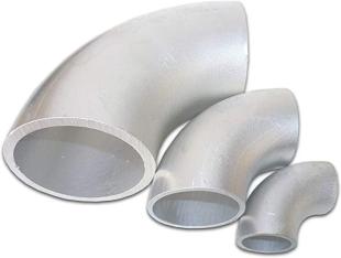 Coude aluminium à souder  90° Norme 3 épaisseur 3mm -le rayon de courbure est environ 3 fois le rayon du coude. Matiere EN AW-6060 (AlMgSi)